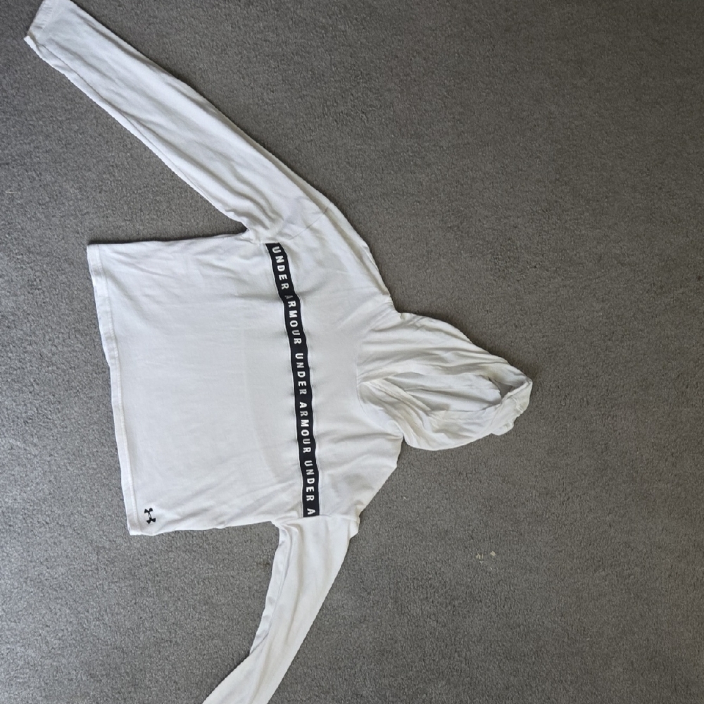 Under Armour White Hoodie with Black Logo Strip